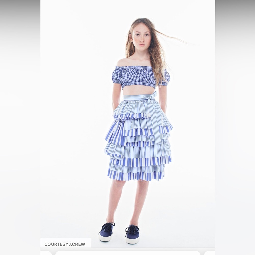 NWT - J. Crew Collection Striped Tiered Ruffle Skirt
